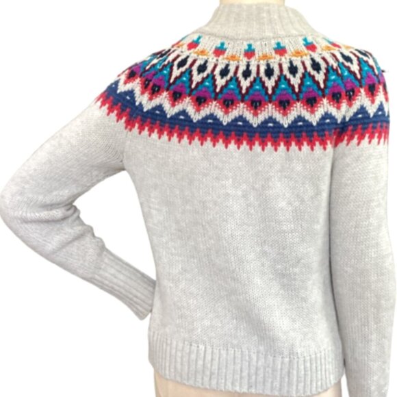 Chaps Fair Isle Full-Zip Mock-neck Sweater Sz Petite M #291T - Picture 7 of 9